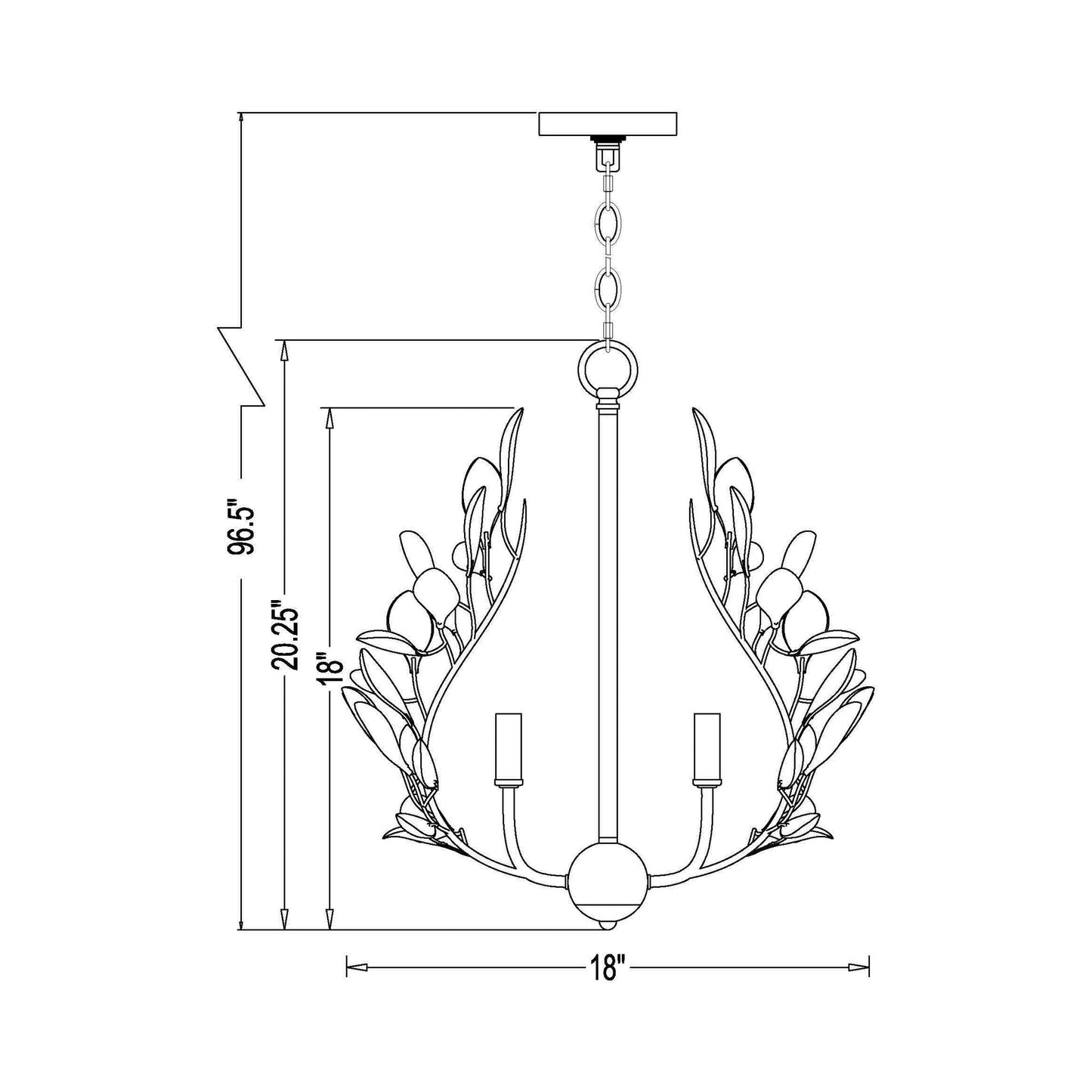 Claudine Chandelier - line drawing.