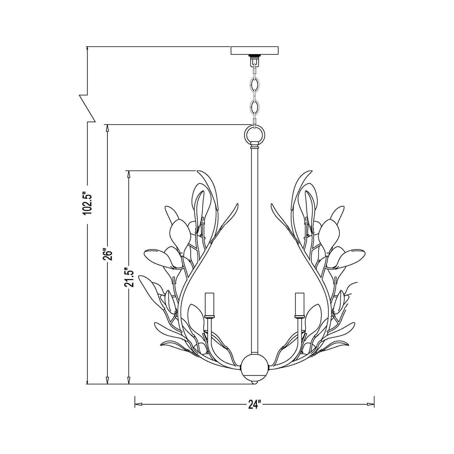 Claudine Chandelier - line drawing.