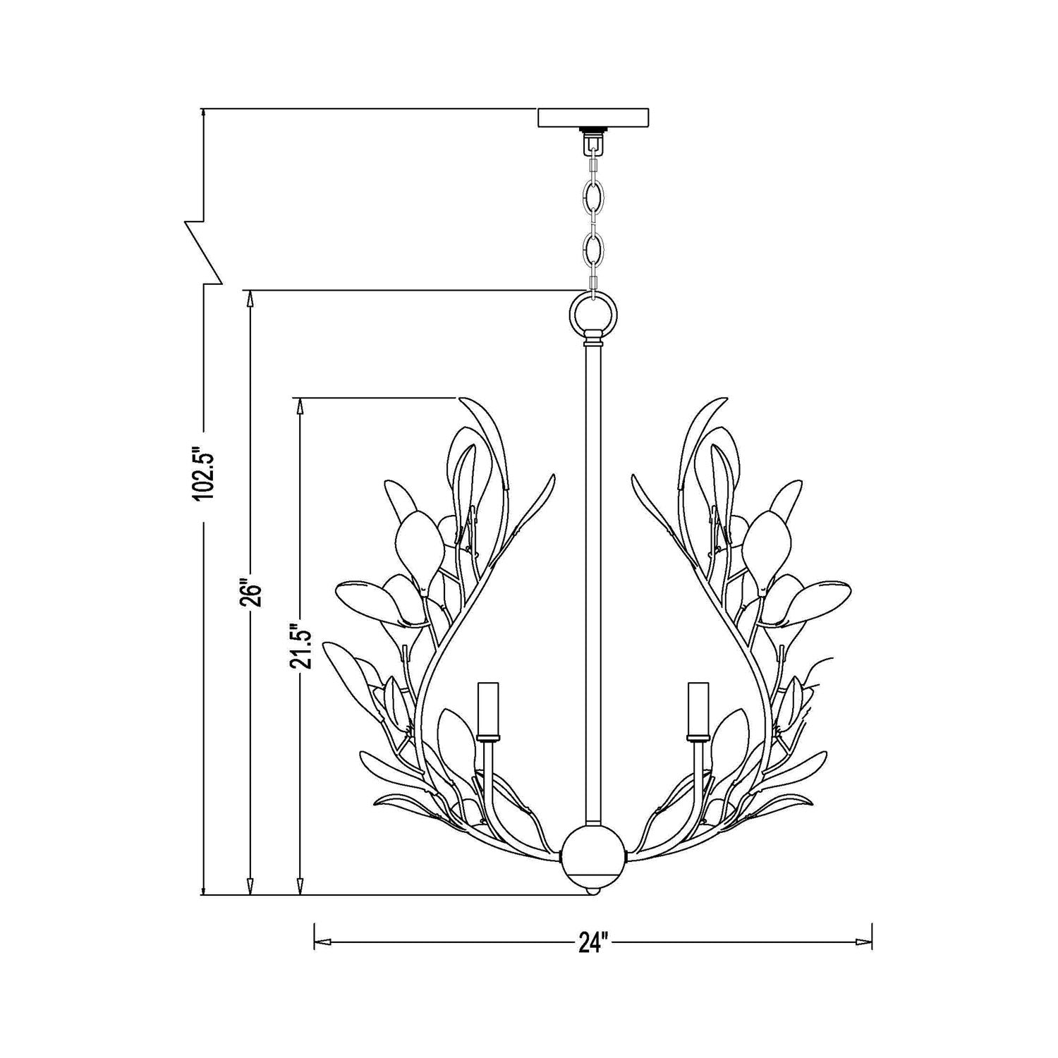 Claudine Chandelier - line drawing.