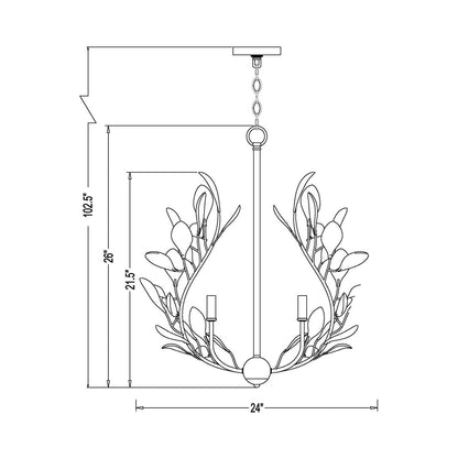 Claudine Chandelier - line drawing.