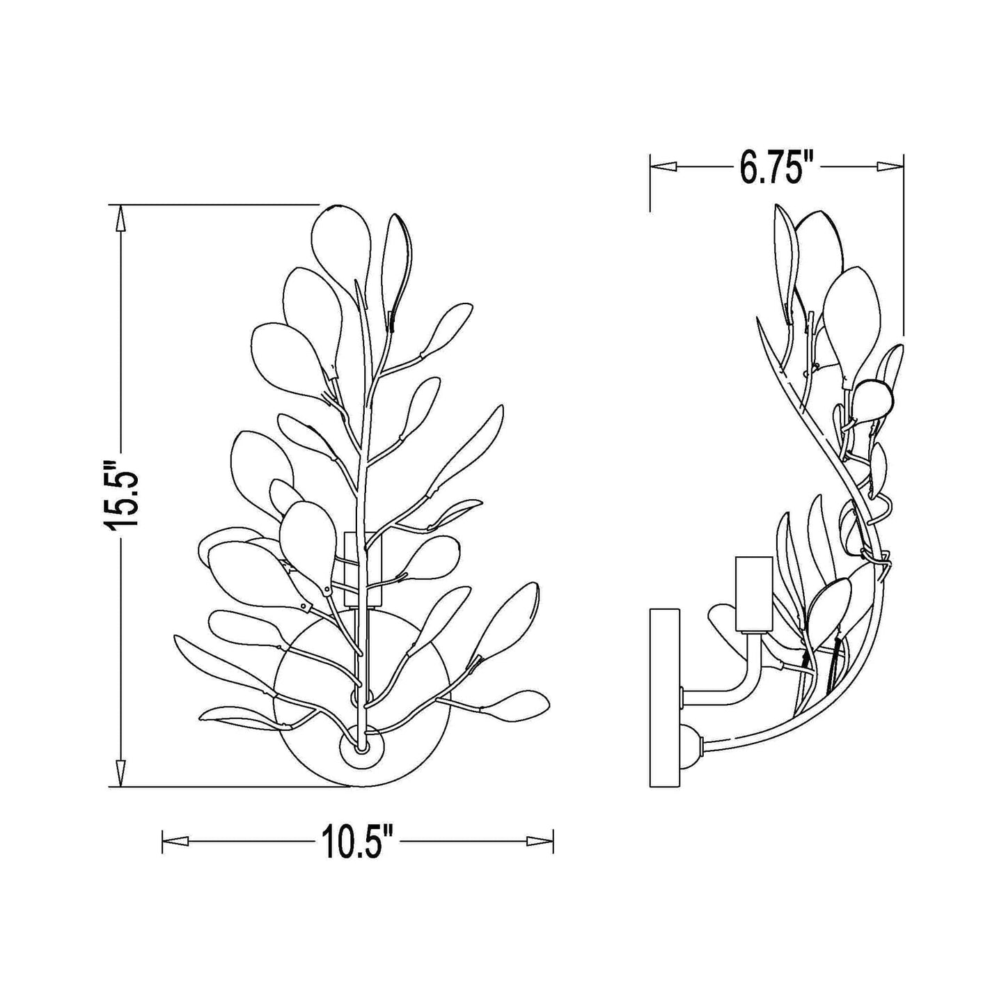 Claudine Wall Light - line drawing.