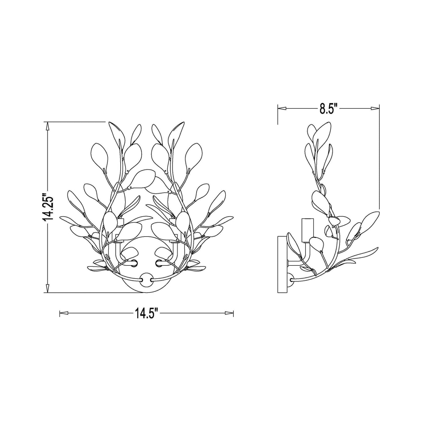 Claudine Wall Light - line drawing.