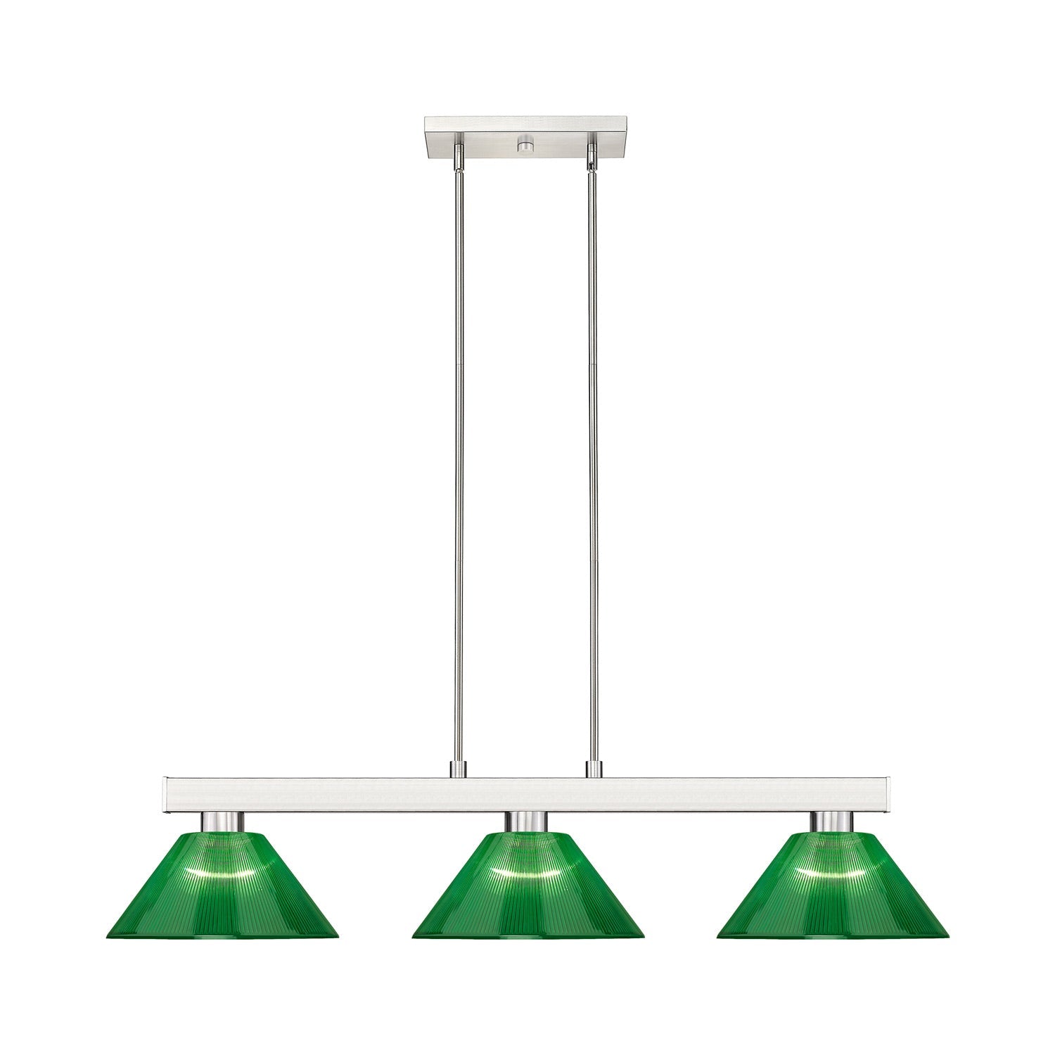 Cobalt Cone Billiard Pendant Light in Brushed Nickel/Acrylic Green.