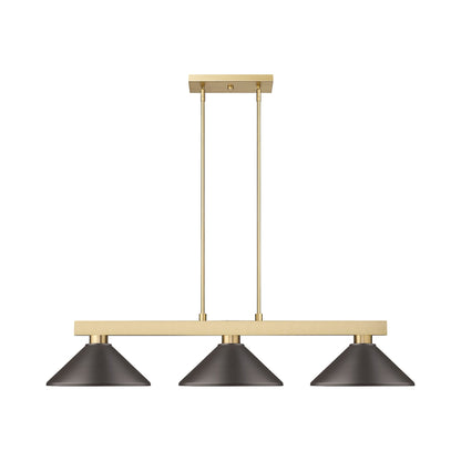 Cobalt Cone Billiard Pendant Light in Modern Gold/Bronze.