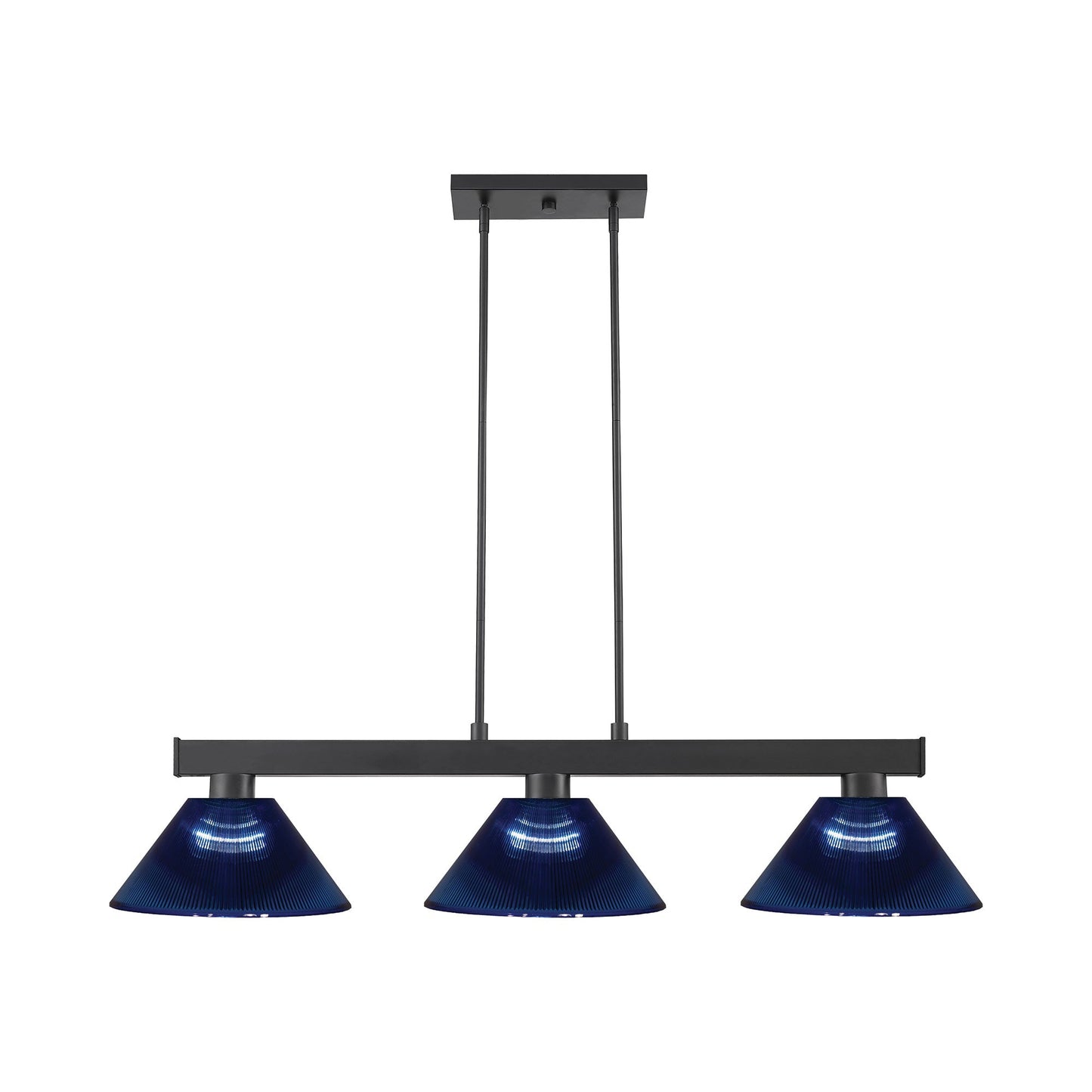 Cobalt Cone Billiard Pendant Light in Matte Black/Dark Blue.