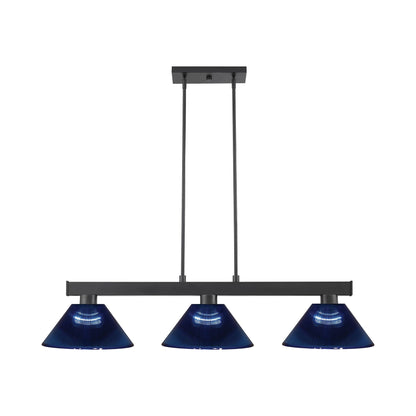Cobalt Cone Billiard Pendant Light in Matte Black/Dark Blue.