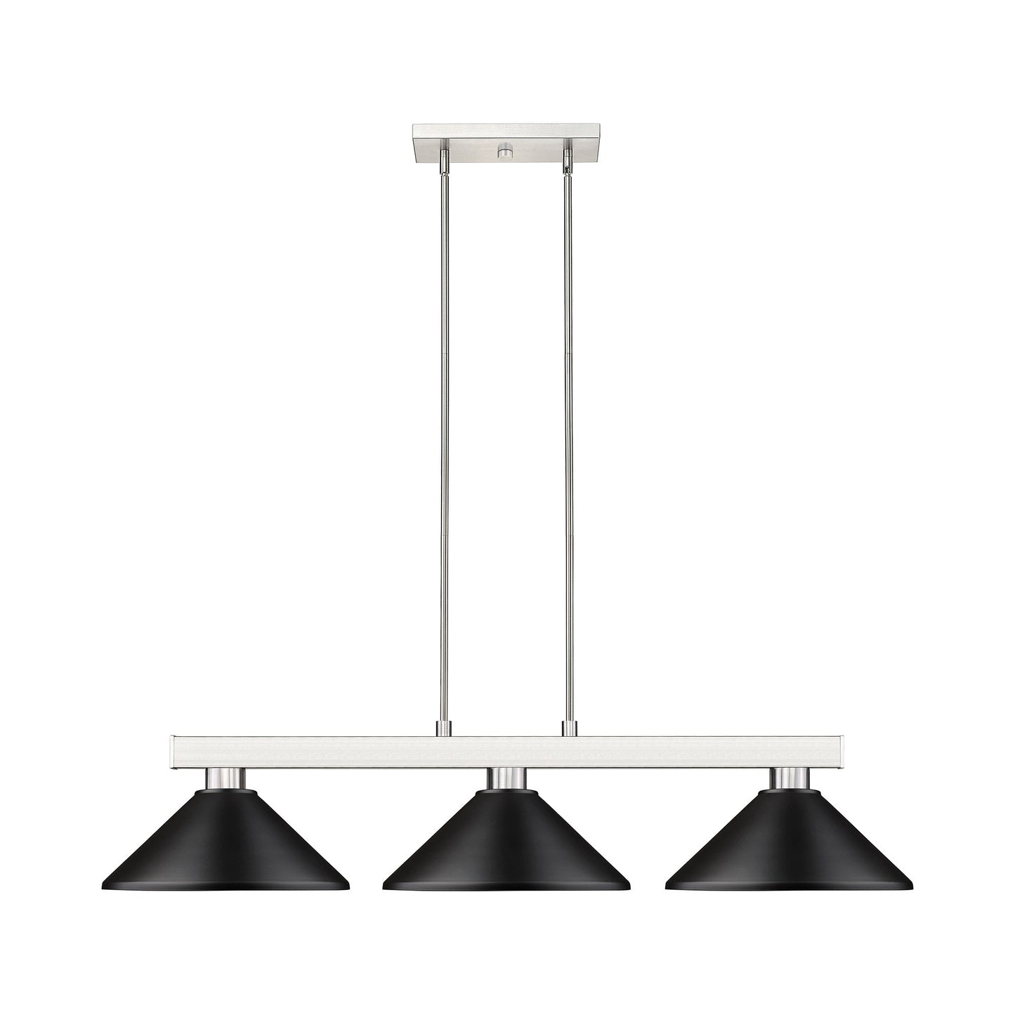 Cobalt Cone Billiard Pendant Light in Brushed Nickel/Matte Black.
