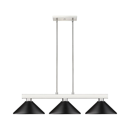 Cobalt Cone Billiard Pendant Light in Brushed Nickel/Matte Black.