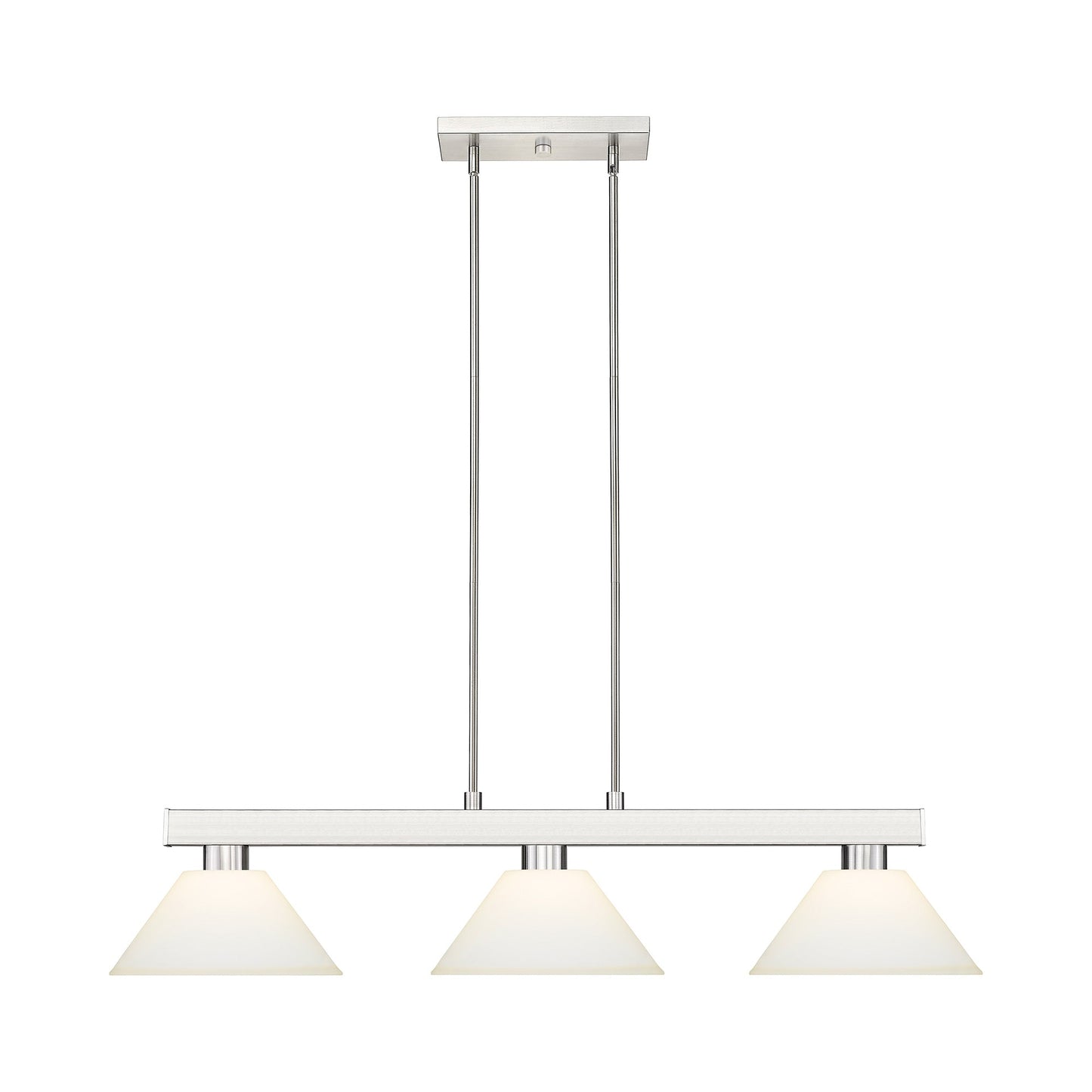 Cobalt Cone Billiard Pendant Light in Brushed Nickel/Matte Opal.