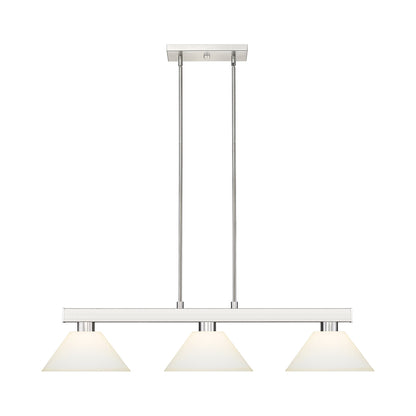 Cobalt Cone Billiard Pendant Light in Brushed Nickel/Matte Opal.