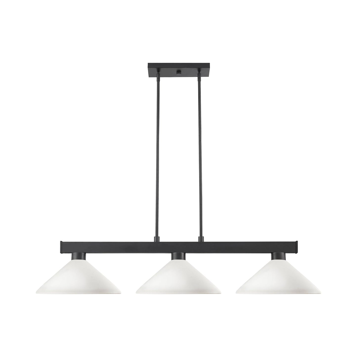 Cobalt Cone Billiard Pendant Light in Matte Black/Matte Opal.