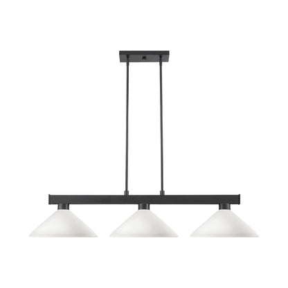 Cobalt Cone Billiard Pendant Light in Matte Black/Matte Opal.