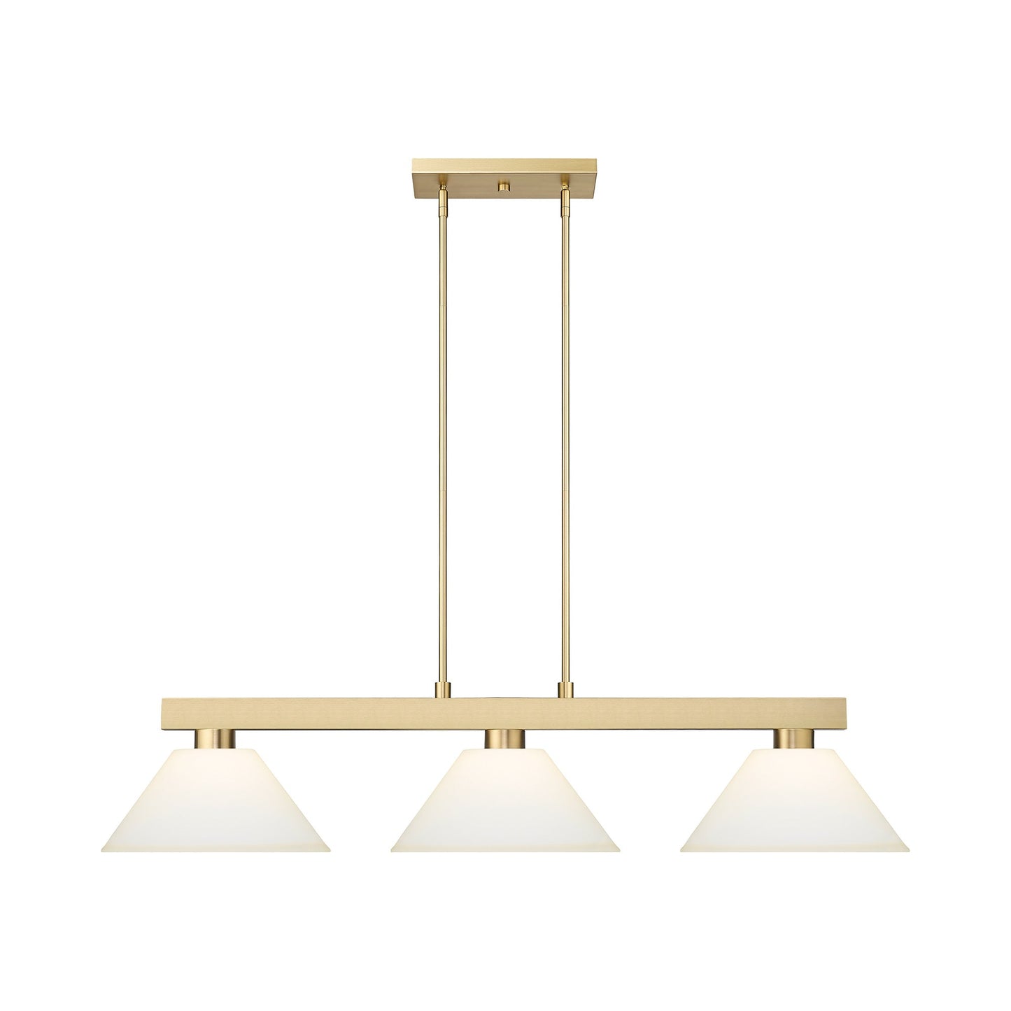 Cobalt Cone Billiard Pendant Light in Modern Gold/Matte Opal.