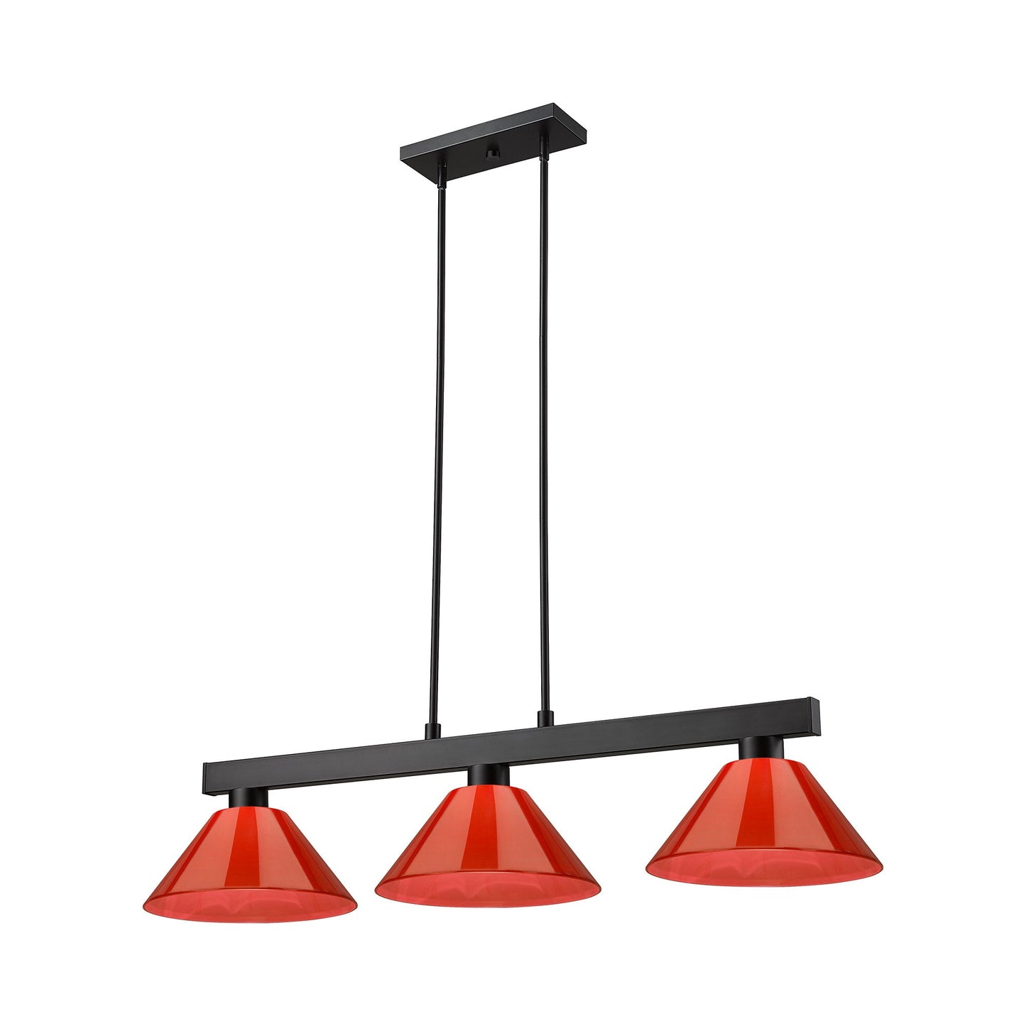 Cobalt Cone Billiard Pendant Light in Matte Black/Red.