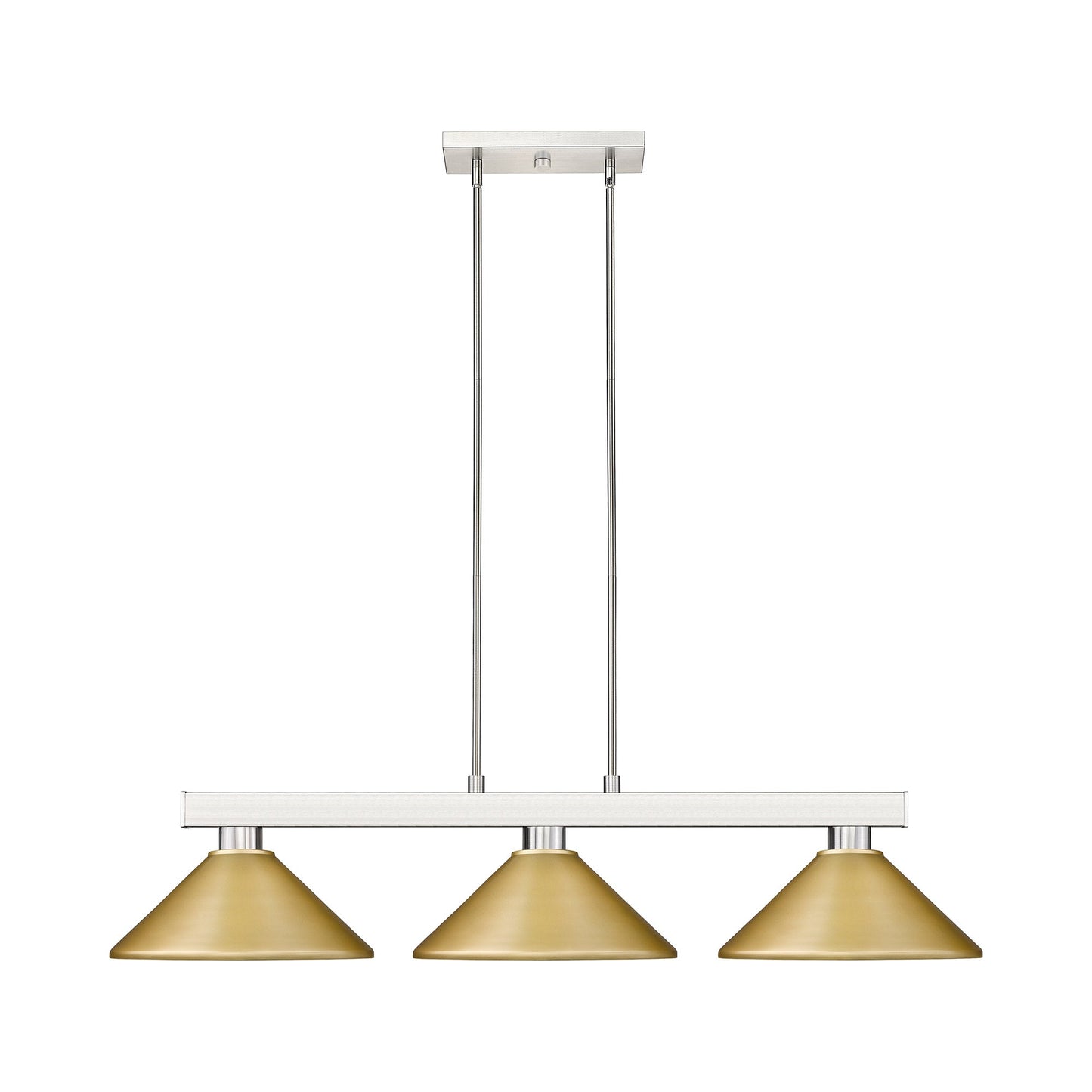 Cobalt Cone Billiard Pendant Light in Brushed Nickel/Satin Gold.
