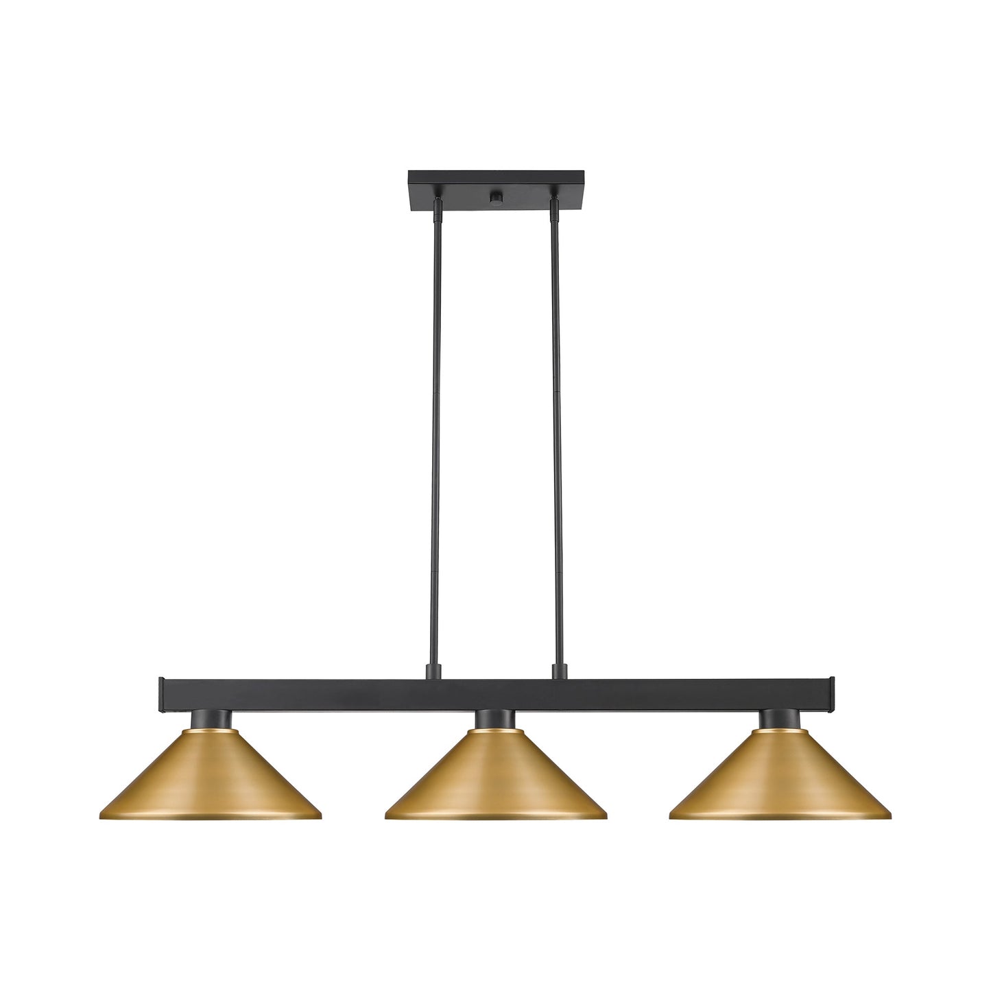 Cobalt Cone Billiard Pendant Light in Matte Black/Satin Gold.