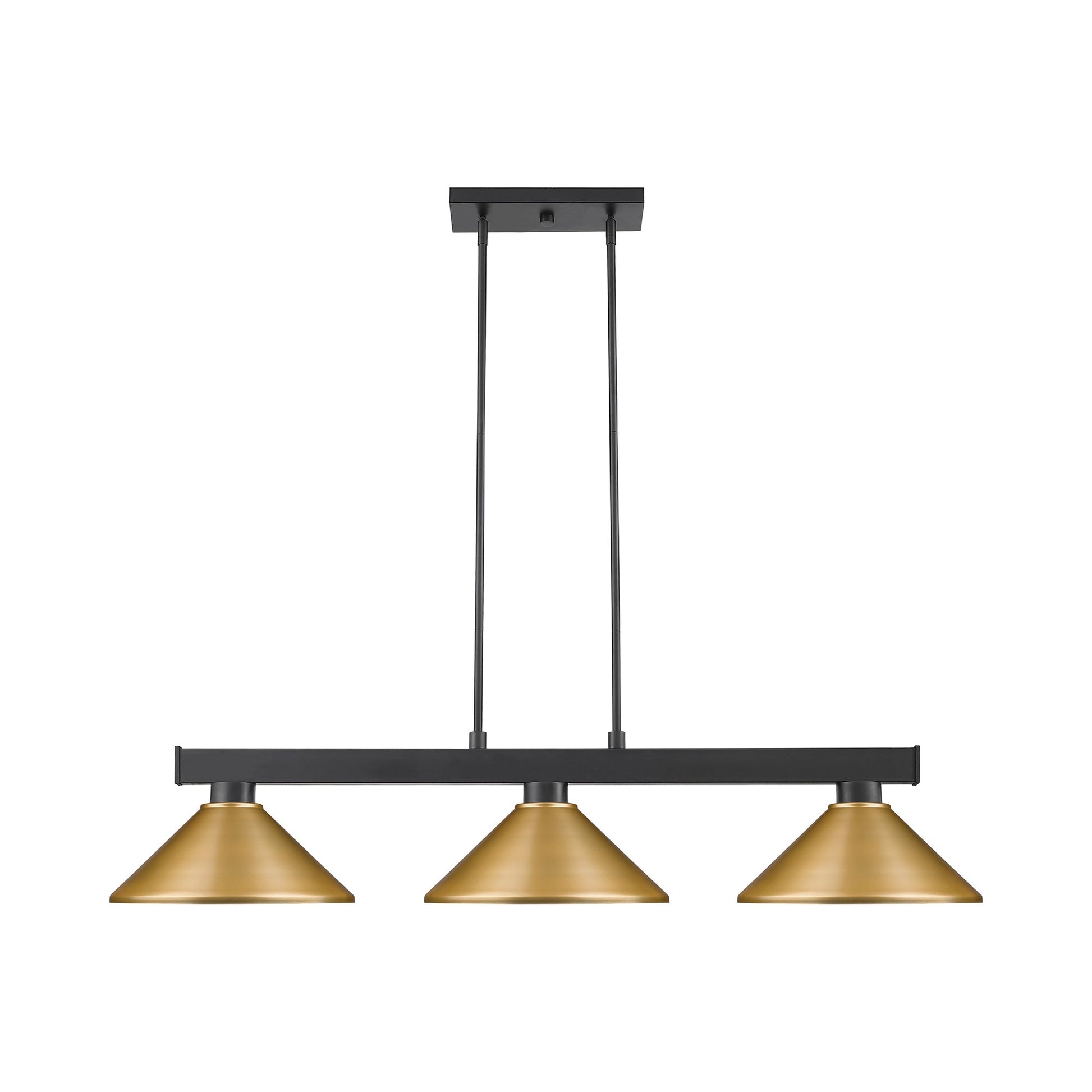 Cobalt Cone Billiard Pendant Light in Matte Black/Satin Gold.