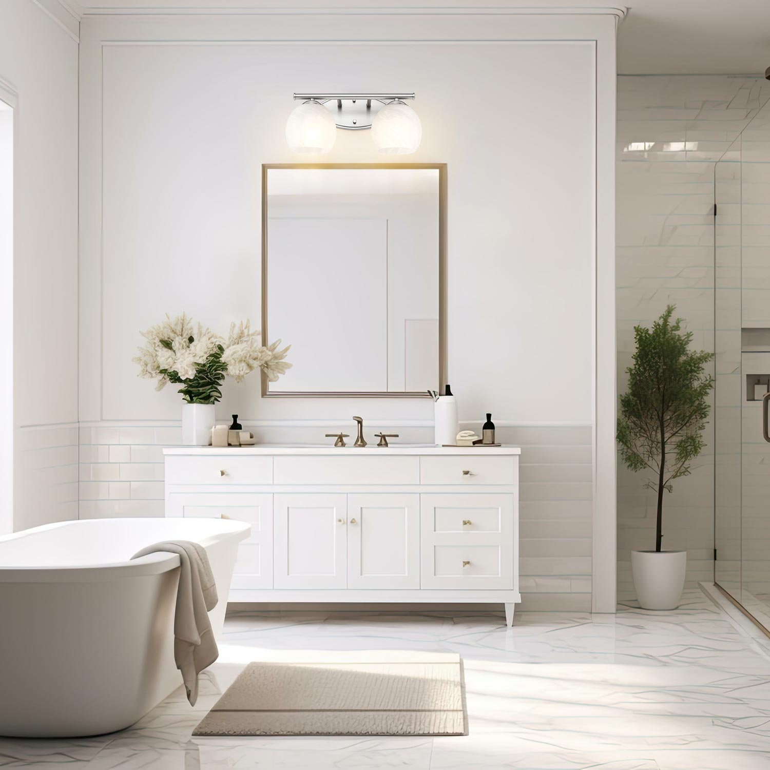 Colette Bath Vanity Light in bathroom.