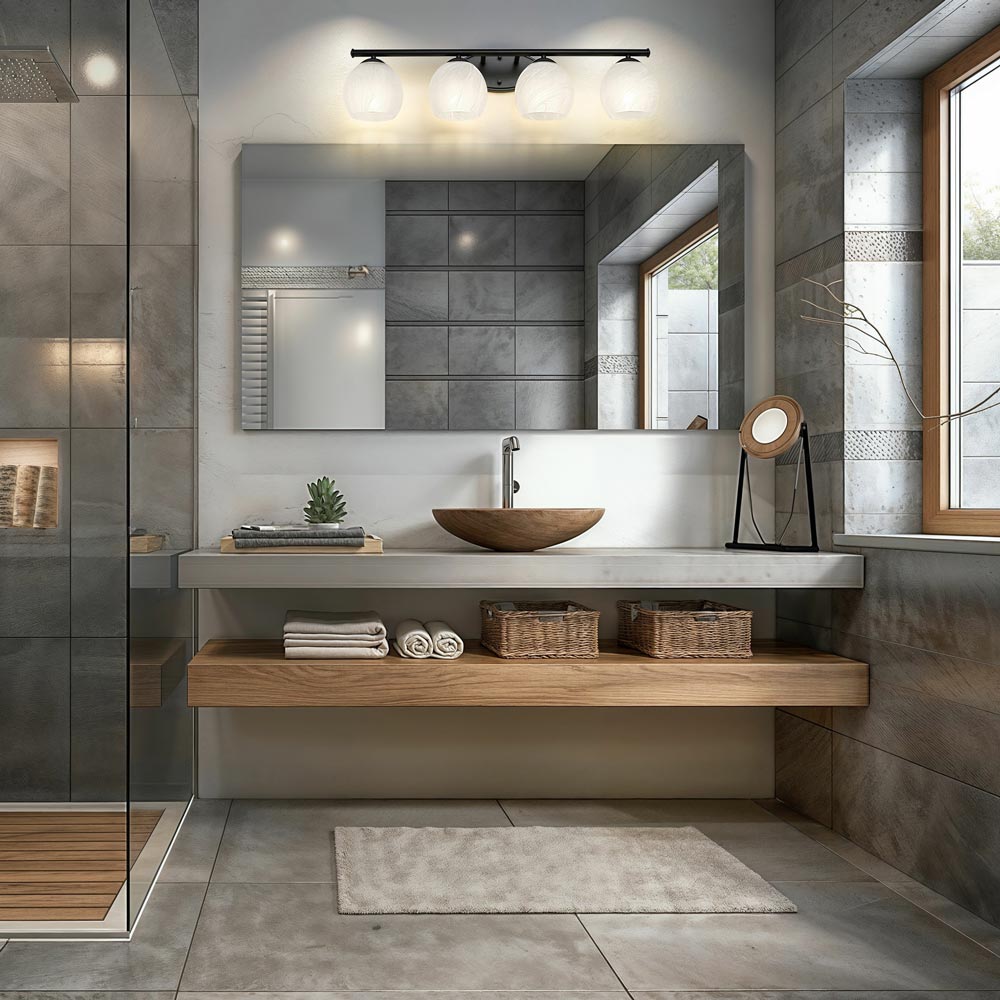 Colette Bath Vanity Light in bathroom.