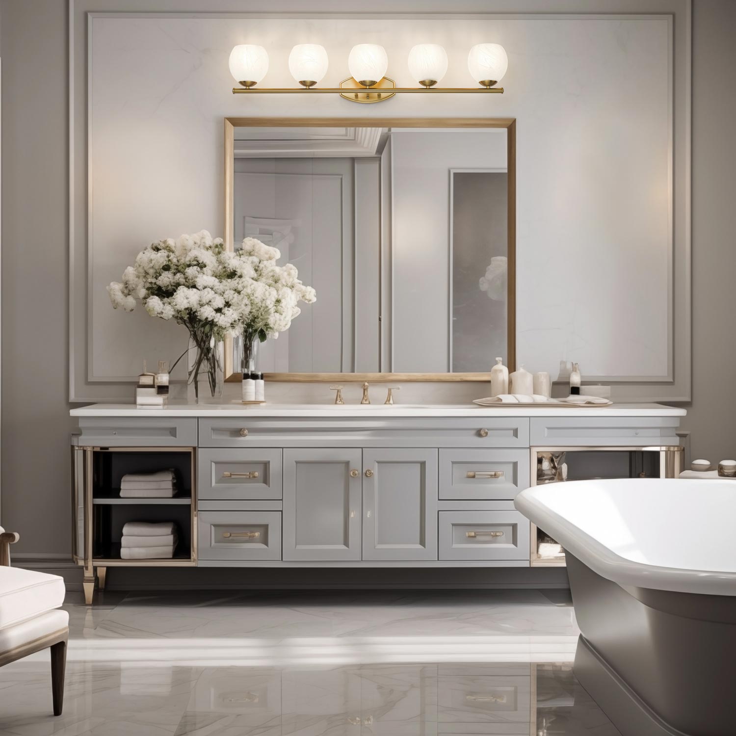 Colette Bath Vanity Light in bathroom.