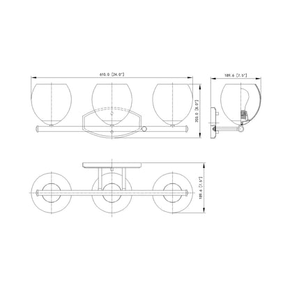 Colette Bath Vanity Light - line drawing.