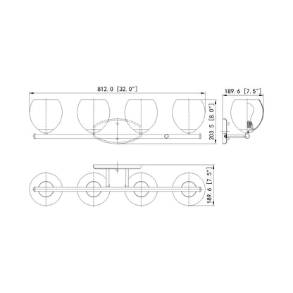 Colette Bath Vanity Light - line drawing.