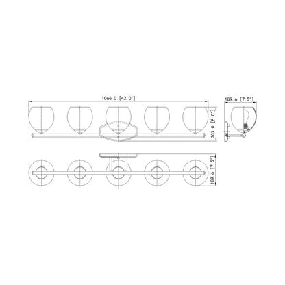 Colette Bath Vanity Light - line drawing.