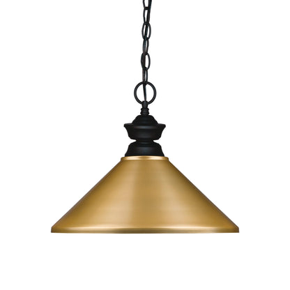Z-Lite Cone Pendant Light in Matte Black (Satin Gold).