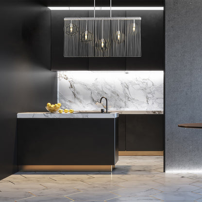 Contour Linear Chandelier in kitchen.
