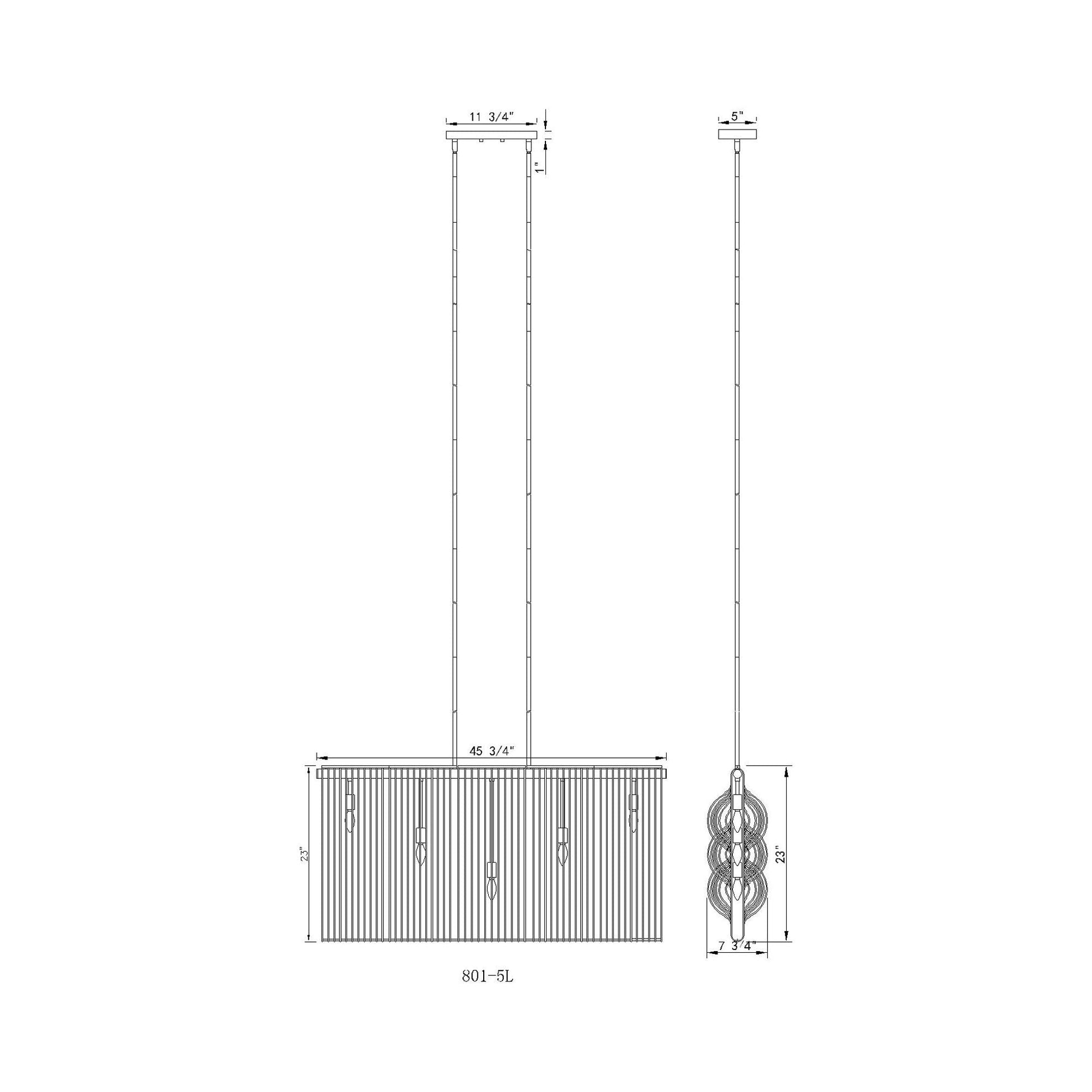 Contour Linear Chandelier - line drawing.