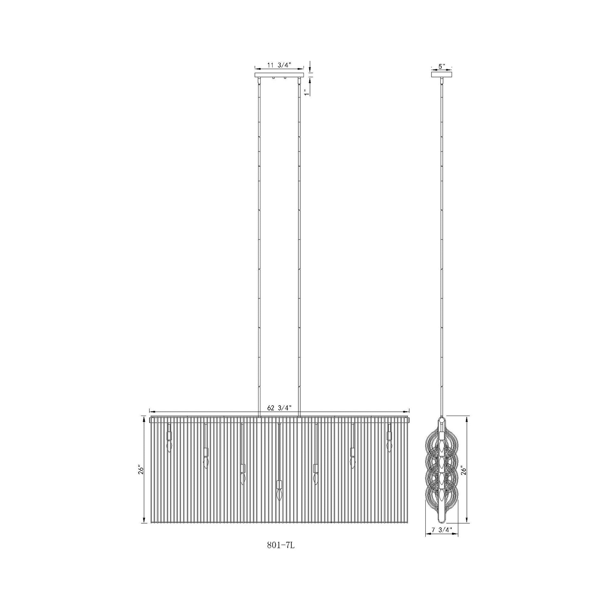 Contour Linear Chandelier - line drawing.