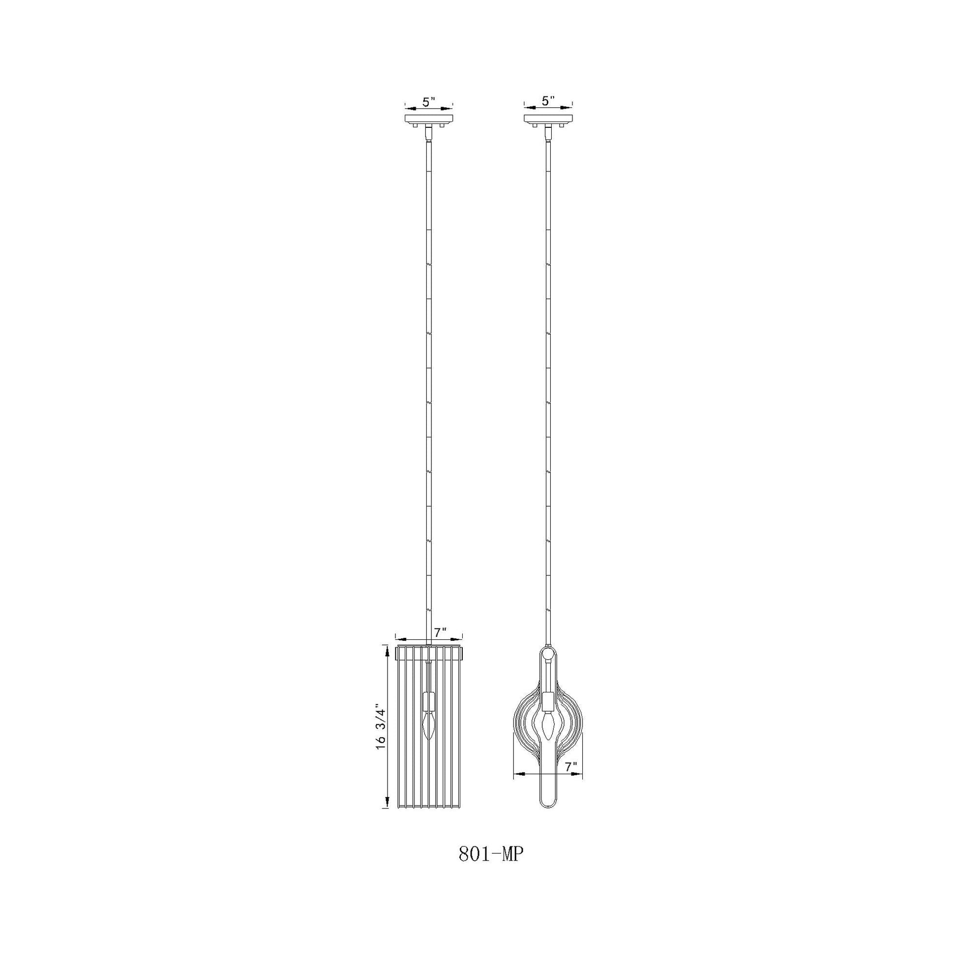 Contour Pendant Light - line drawing.