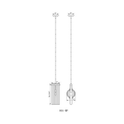 Contour Pendant Light - line drawing.
