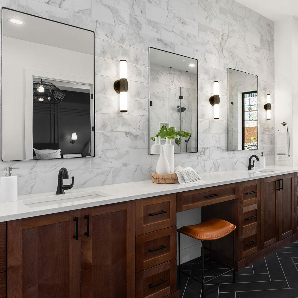 Cooper LED Bath Vanity Light in bathroom.