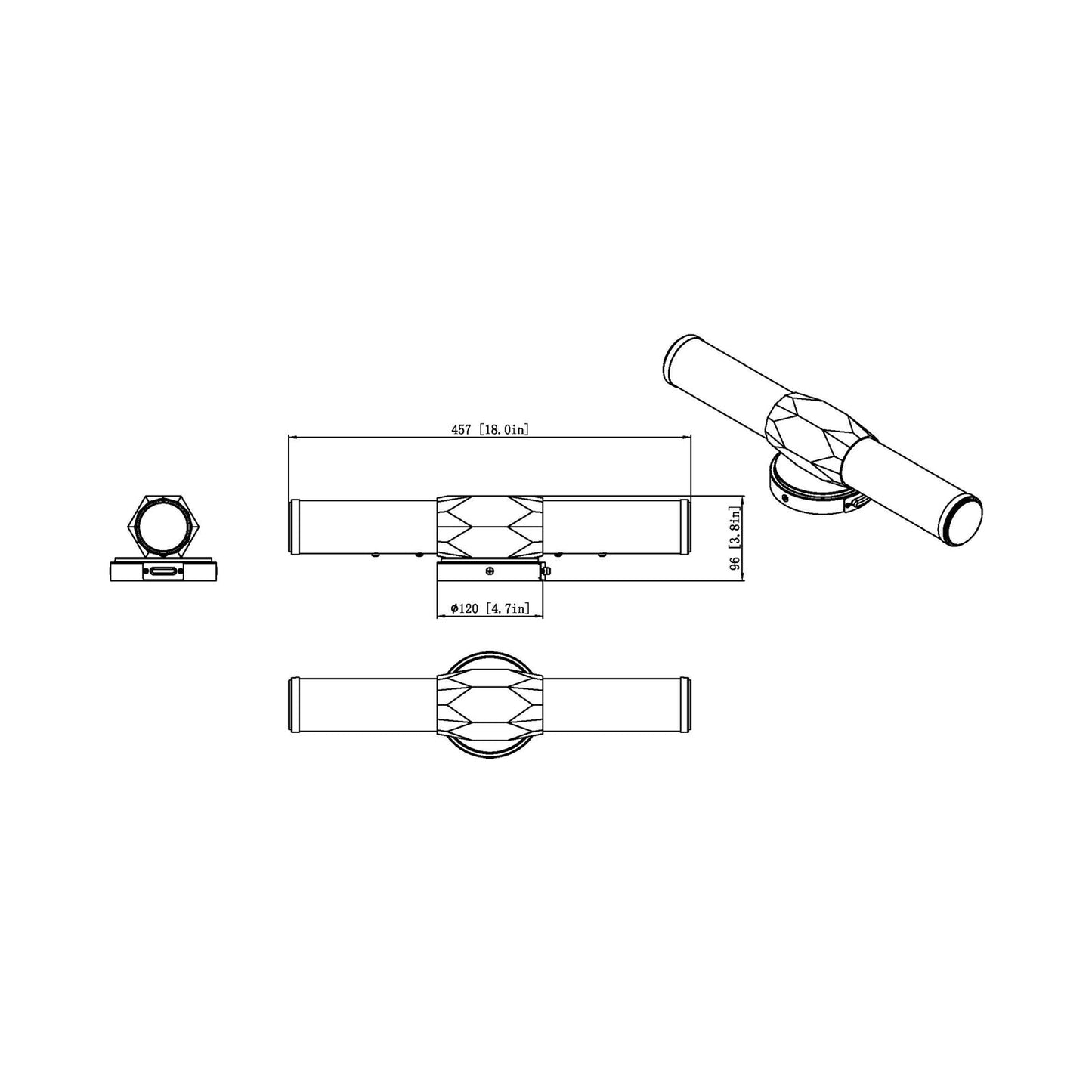 Cooper LED Bath Vanity Light -  line drawing.