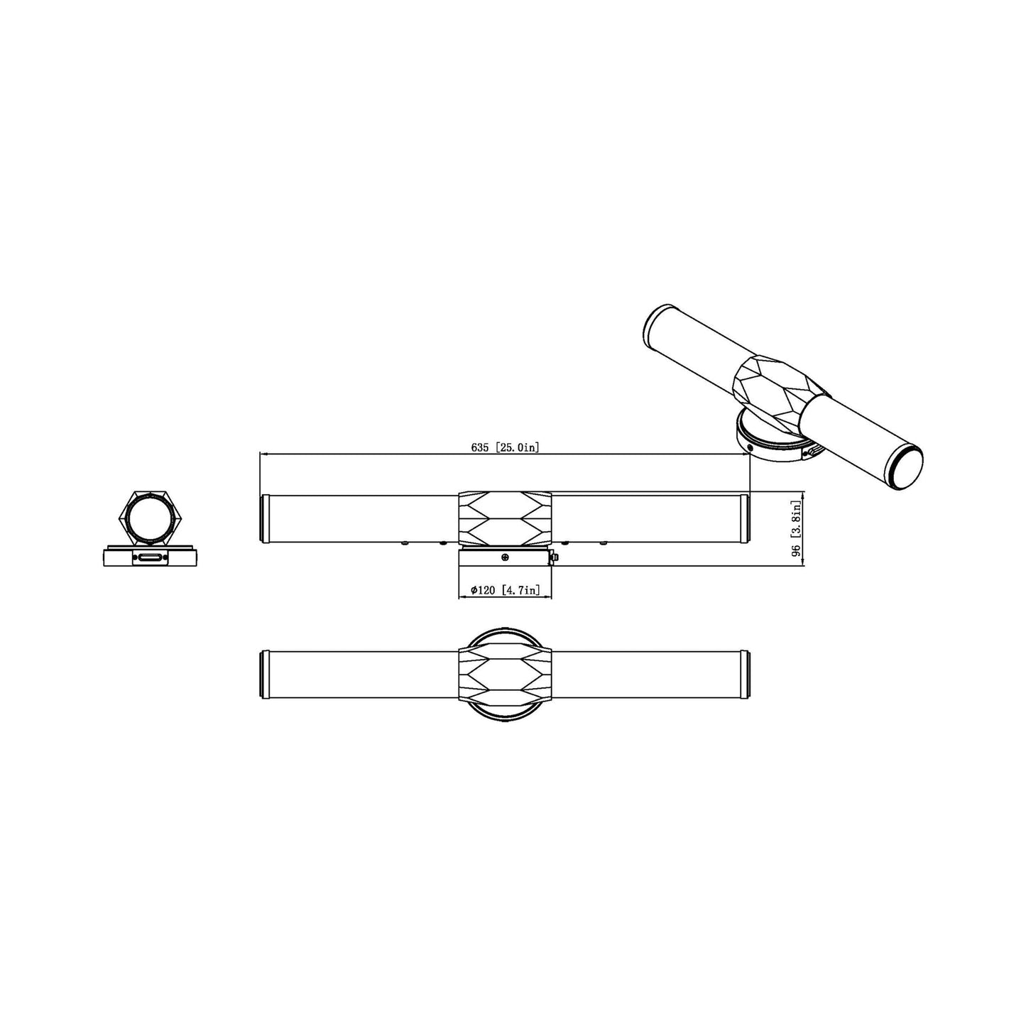 Cooper LED Bath Vanity Light -  line drawing.