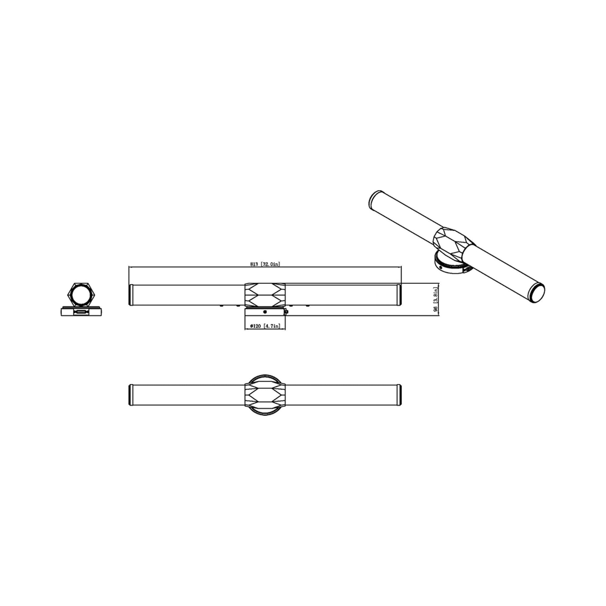 Cooper LED Bath Vanity Light -  line drawing.