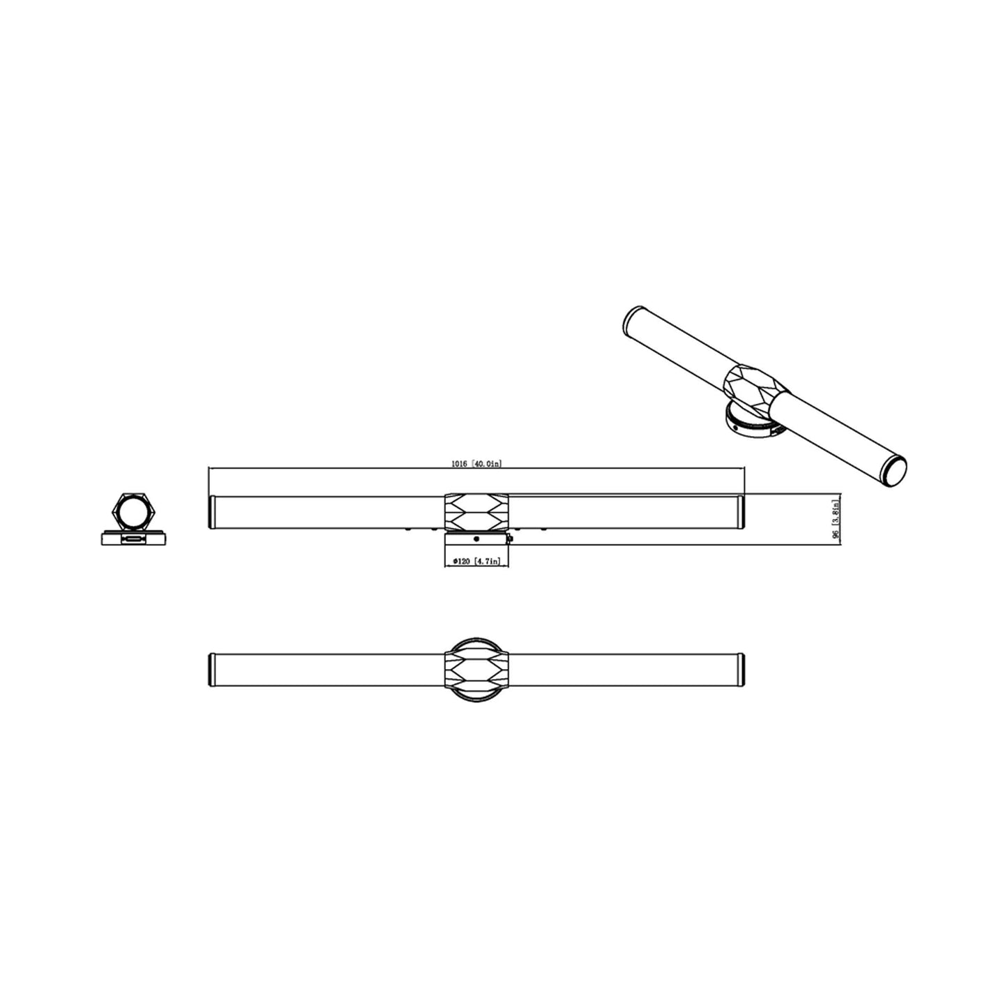 Cooper LED Bath Vanity Light -  line drawing.