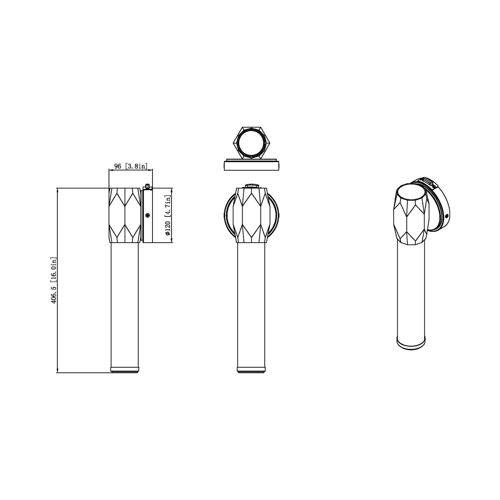 Cooper LED Bath Wall Light - line drawing.