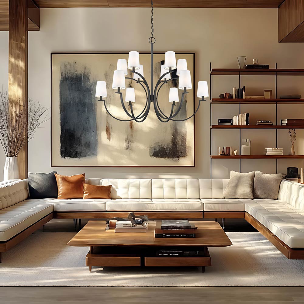 Cordelia Chandelier in living room.