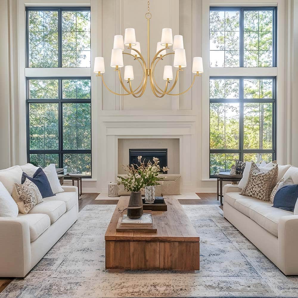 Cordelia Chandelier in living room.