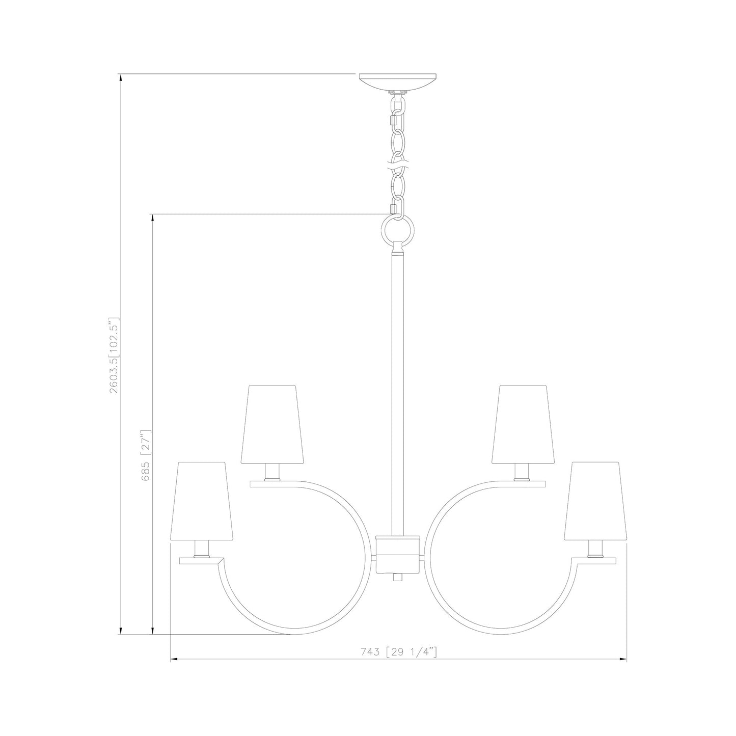 Cordelia Chandelier - line drawing.