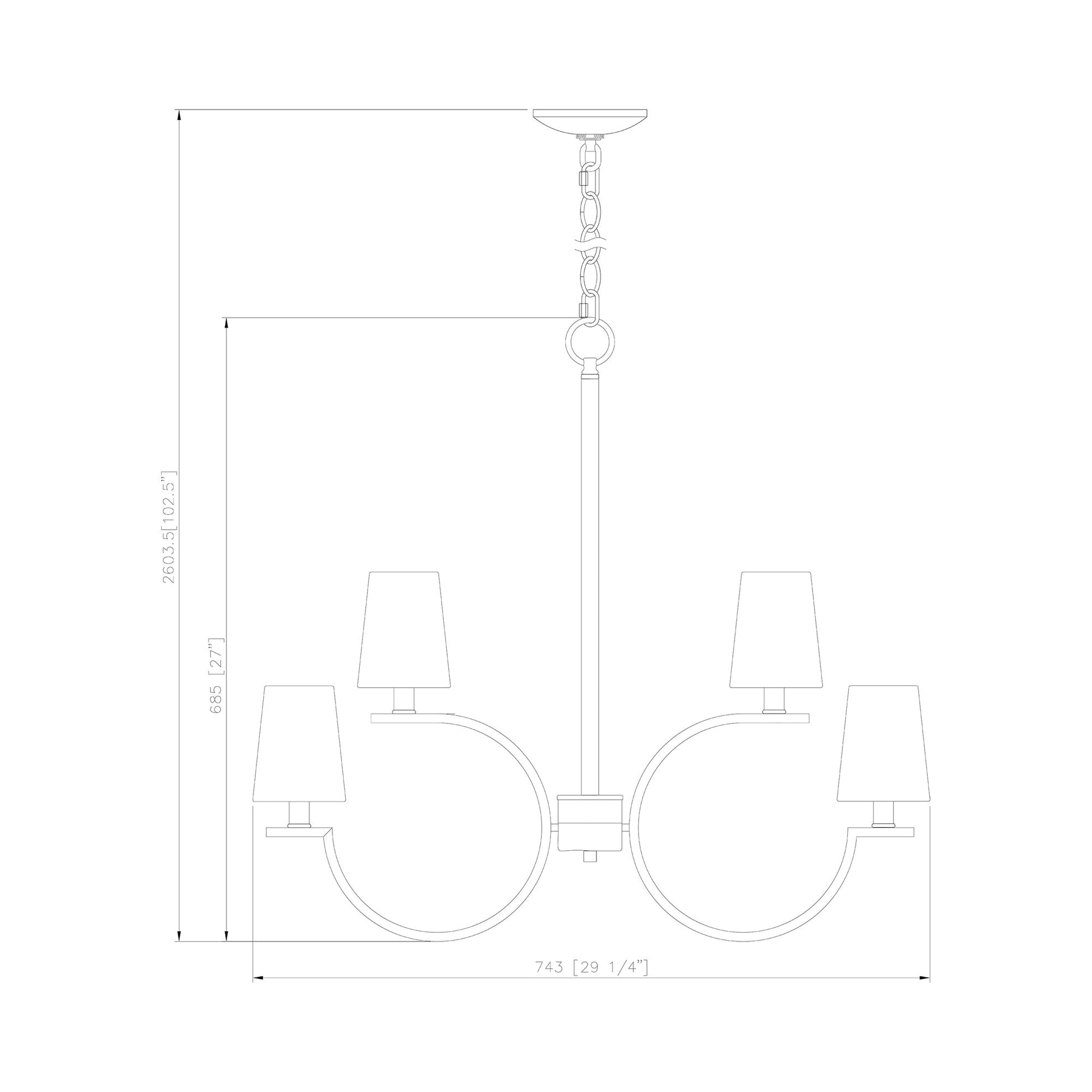 Cordelia Chandelier - line drawing.
