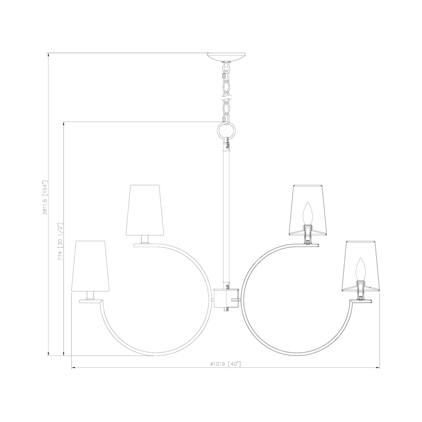 Cordelia Chandelier - line drawing.