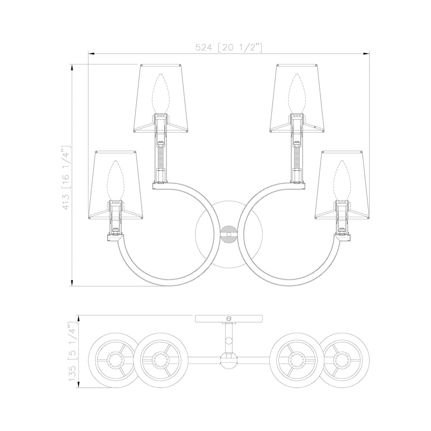 Cordelia Wall Light - line drawing.