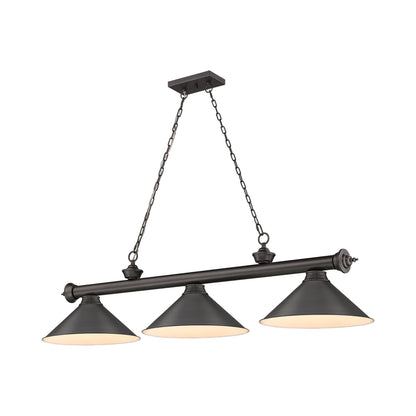 Cordon 2306-15 Billiard Pendant Light in Bronze/Bronze (3-Light).