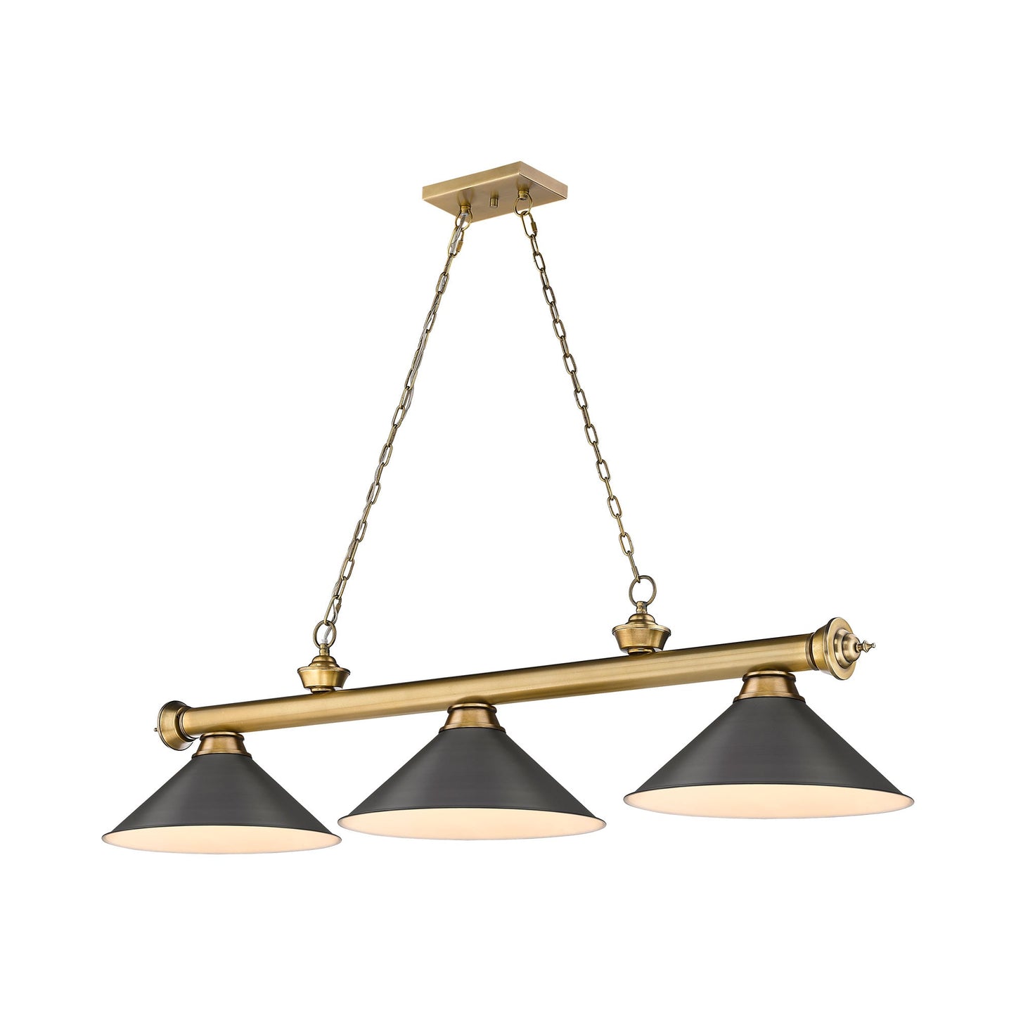 Cordon 2306-15 Billiard Pendant Light in Rubbed Brass/Bronze (3-Light).