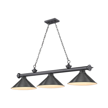 Cordon 2306-15 Billiard Pendant Light in Bronze Plate/Bronze Plate (3-Light).