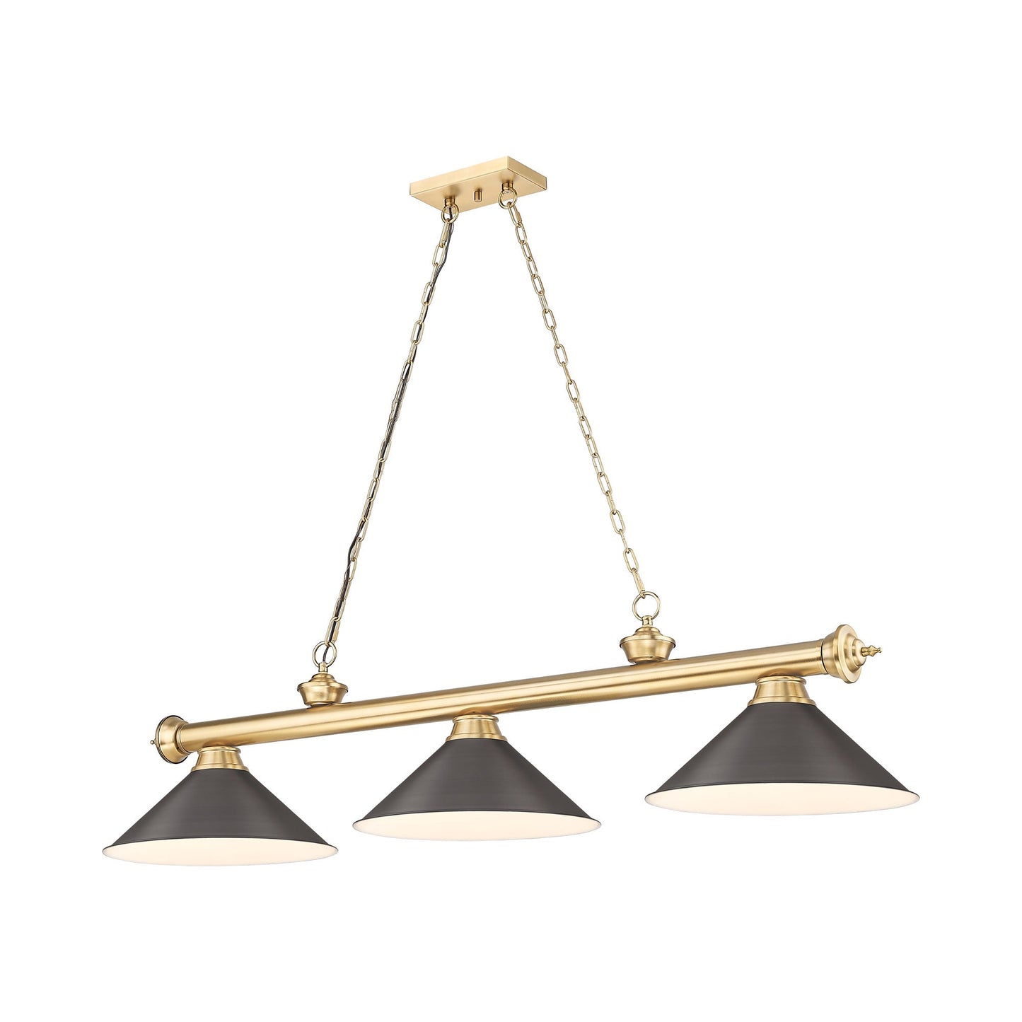 Cordon 2306-15 Billiard Pendant Light in Heritage Brass/Bronze (3-Light).