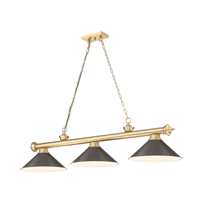 Cordon 2306-15 Billiard Pendant Light in Heritage Brass/Bronze (3-Light).